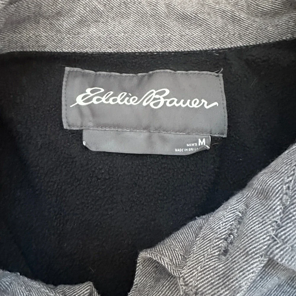 Eddie Bauer Men's Gray Fleece Lined Shirt Jacket Shaket Size Medium